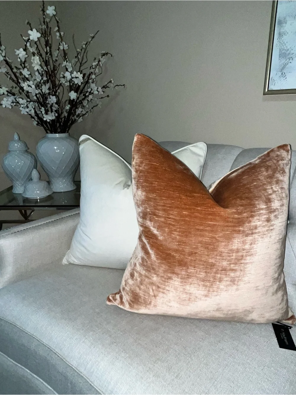1-NWT P/Kaufmann Rust Color luxury velvet decorative pillow